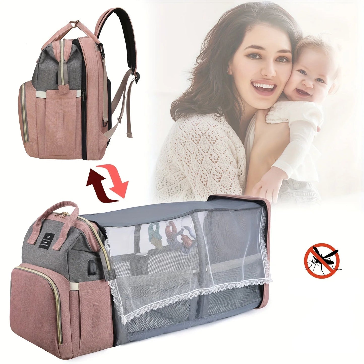 Sac à Langer Pliable & Portable 3-en-1 | Avec Lit Pliant Grande