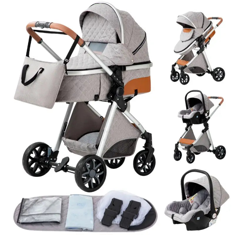 Poussette 3 en 1 YAZOCO Premium | Siège Auto & Cadre Aluminium