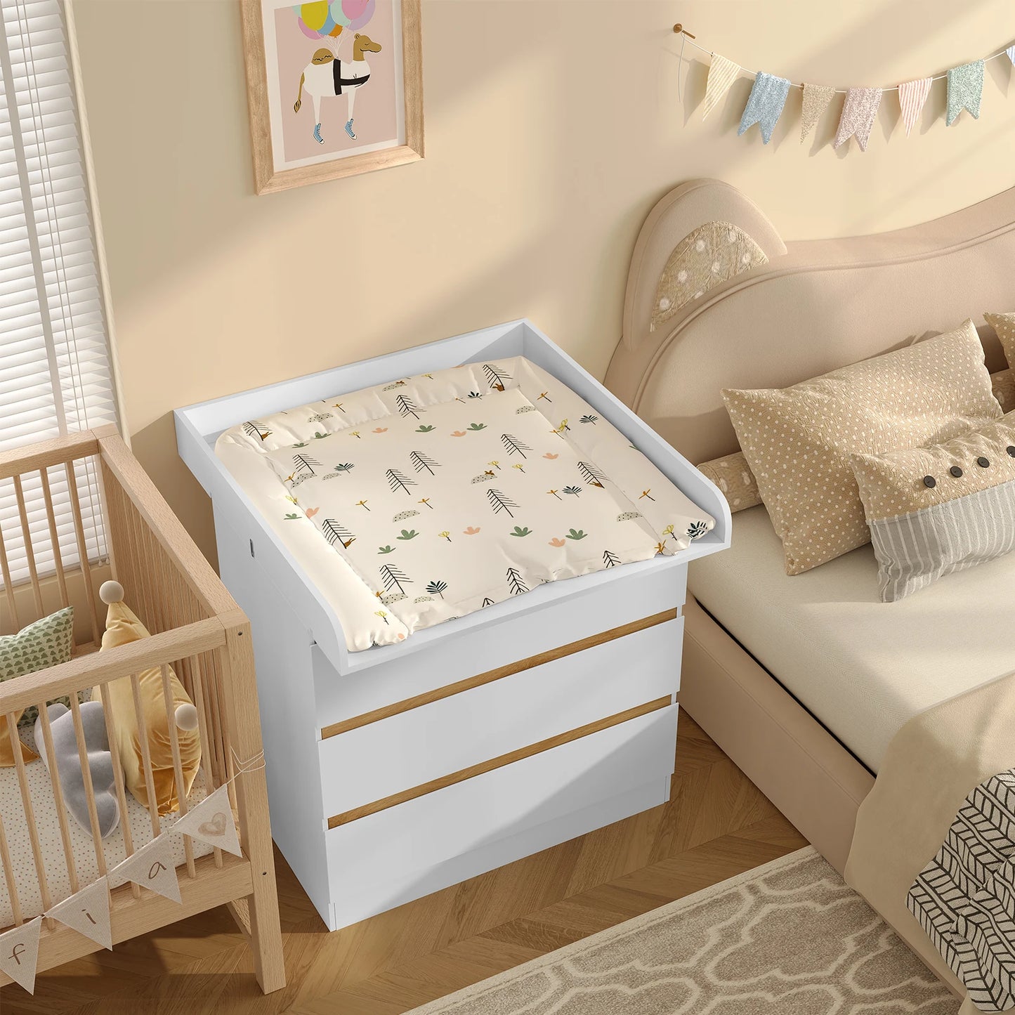 Table à Langer Commode WOLTU | Plateau Bébé MDF Mural Sûr