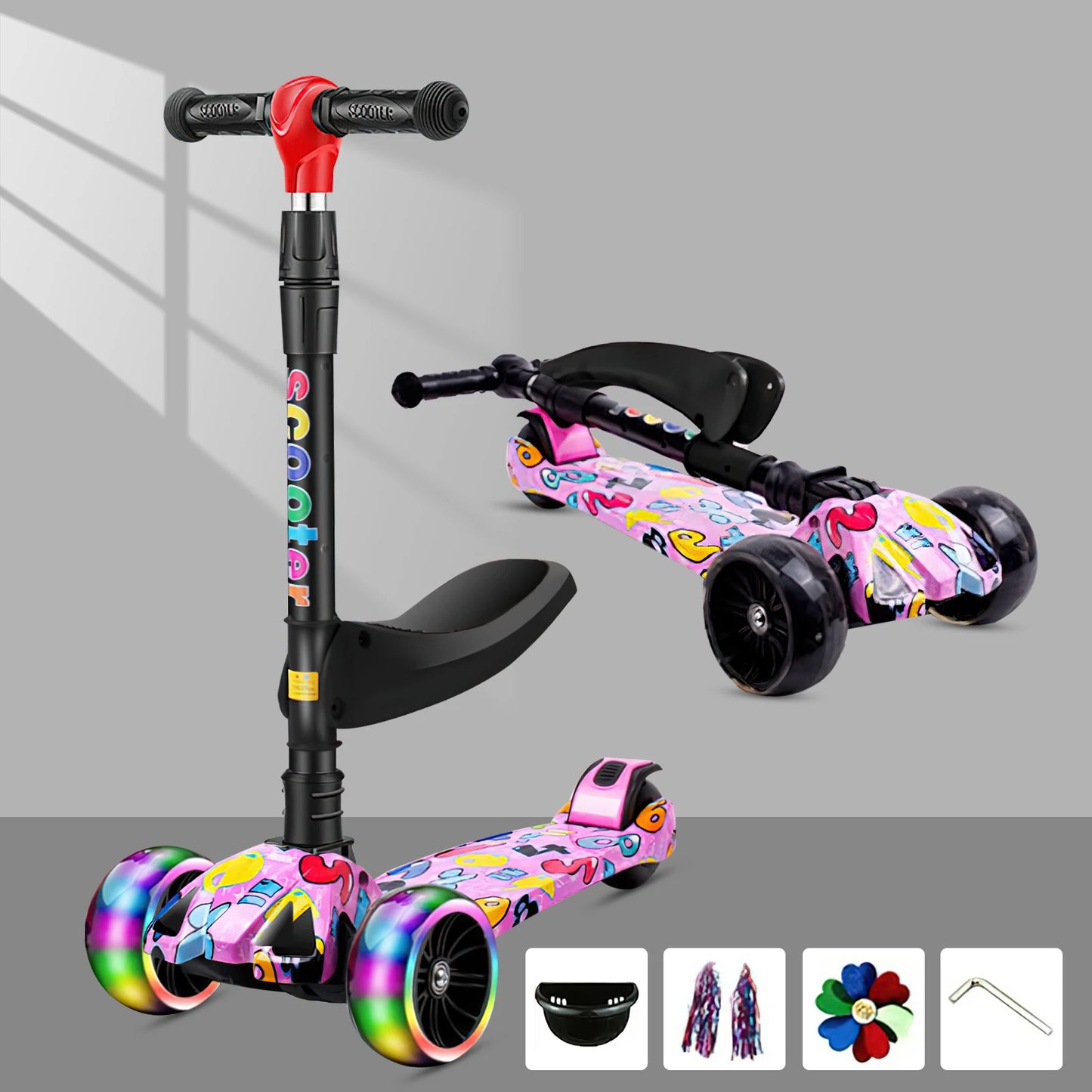 Trotinette Enfant 3 Roues Pliable & Lumineuse | Fille & Garçon