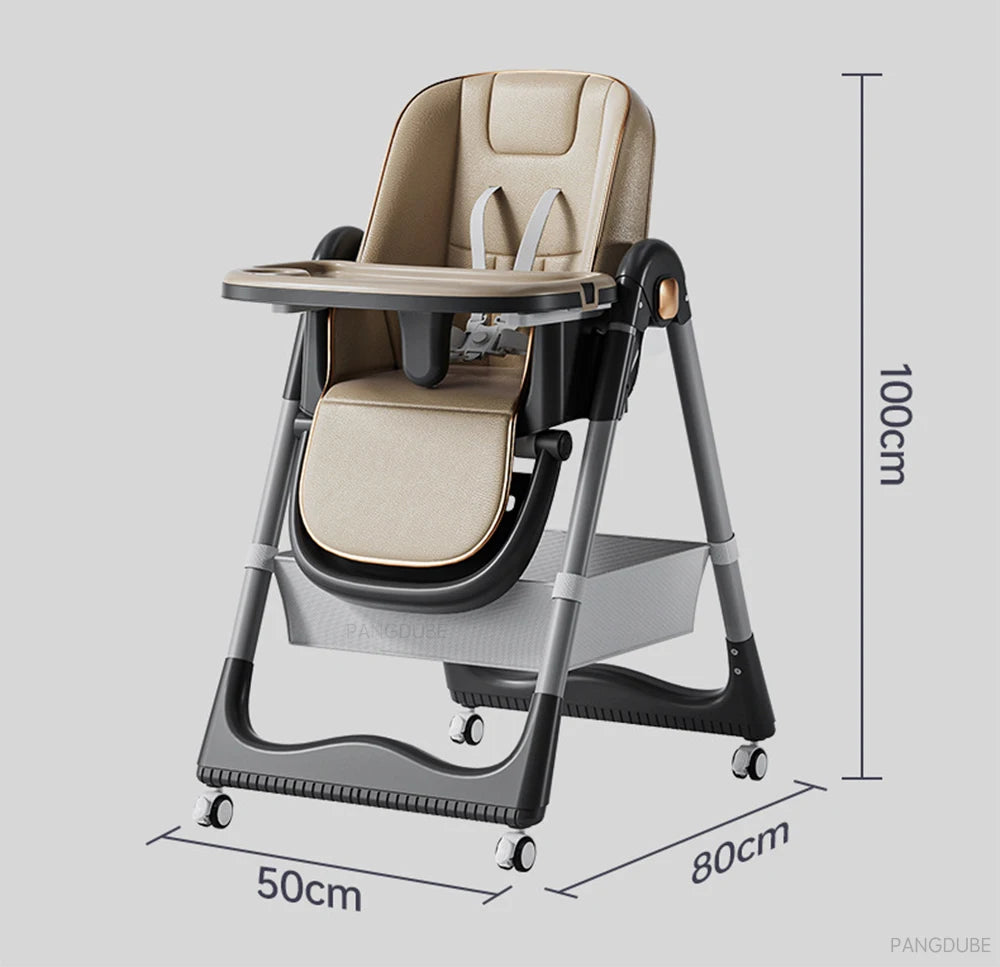 Chaise Haute Bébé PANGDUBE Pliable & Réglable | Roues & Plateau