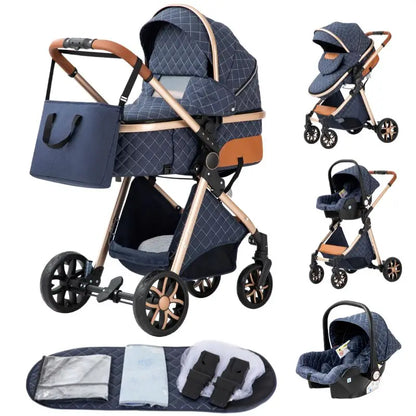 Poussette 3 en 1 YAZOCO Premium | Siège Auto & Cadre Aluminium