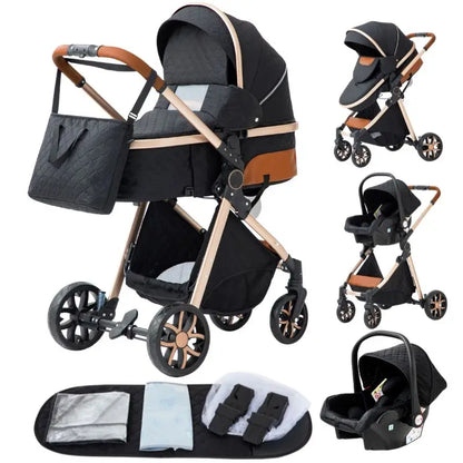 Poussette 3 en 1 YAZOCO Premium | Siège Auto & Cadre Aluminium