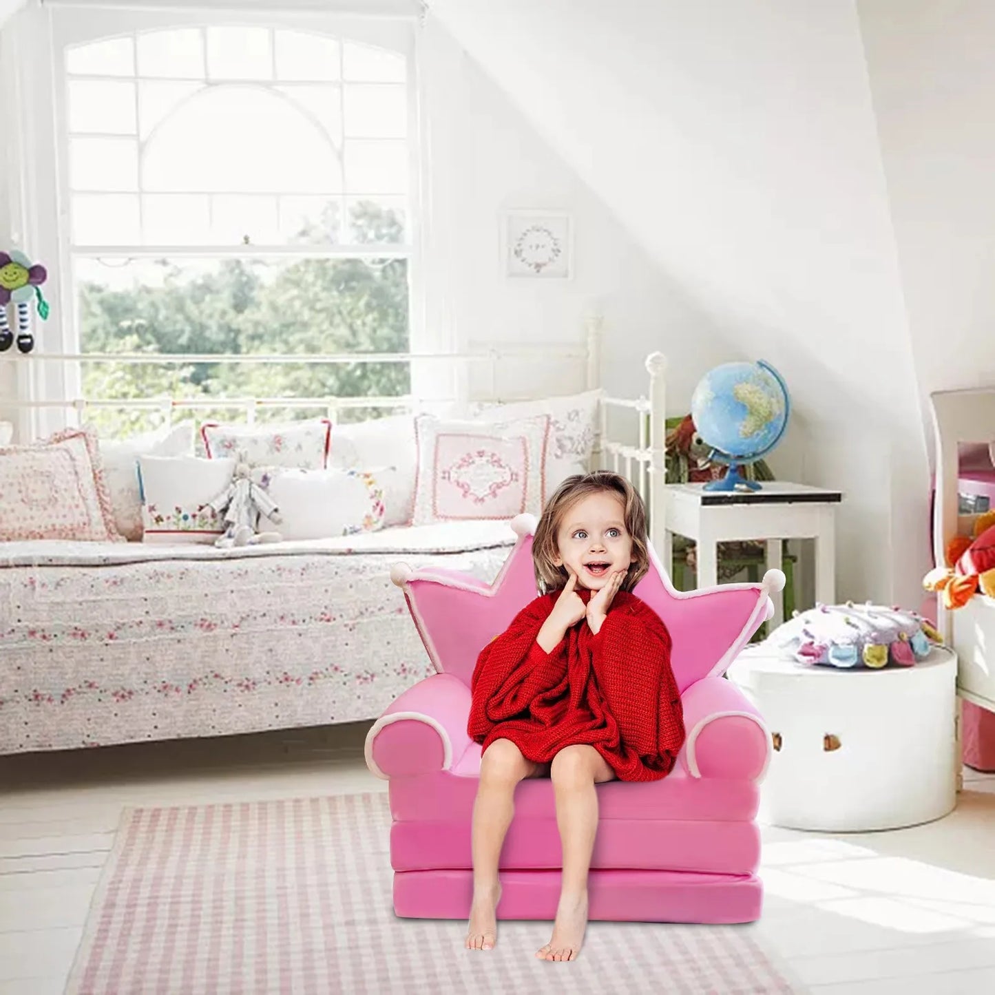 Fauteuil Bébé Pliable 2-en-1 | Canapé-Lit Enfant Velours