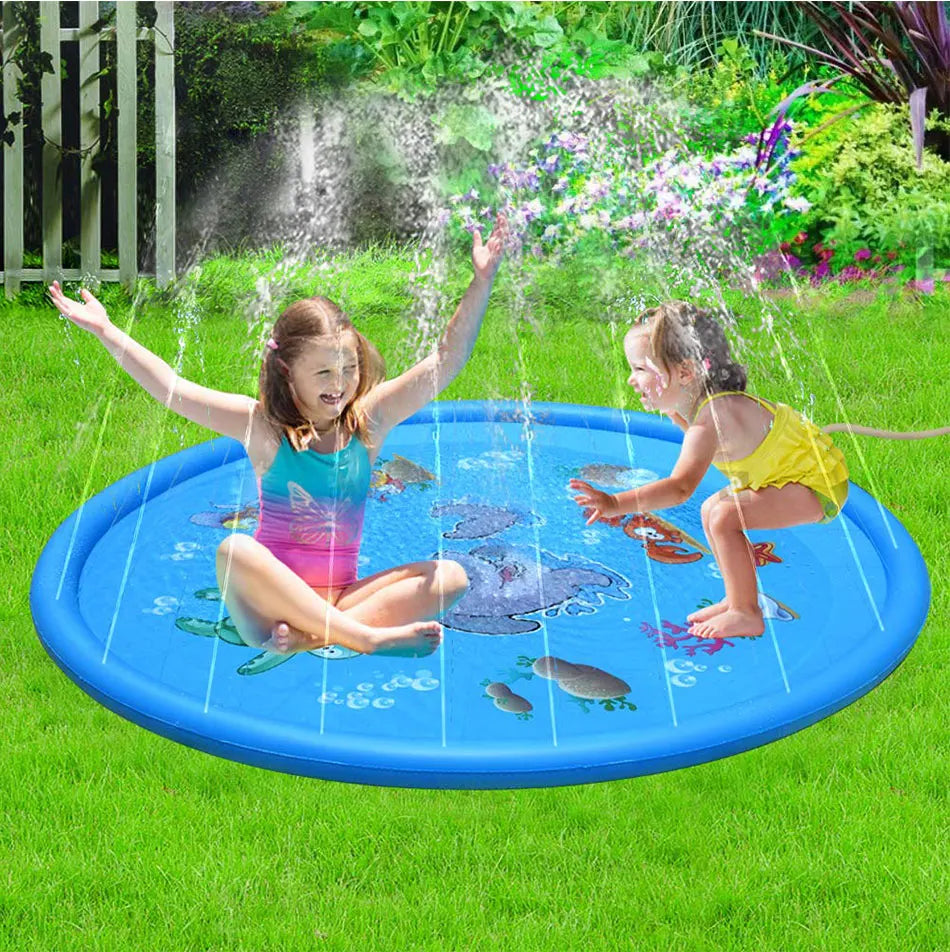 Piscine Enfant avec Jet d'Eau | Tapis de Jeu Aquatique Gonflable