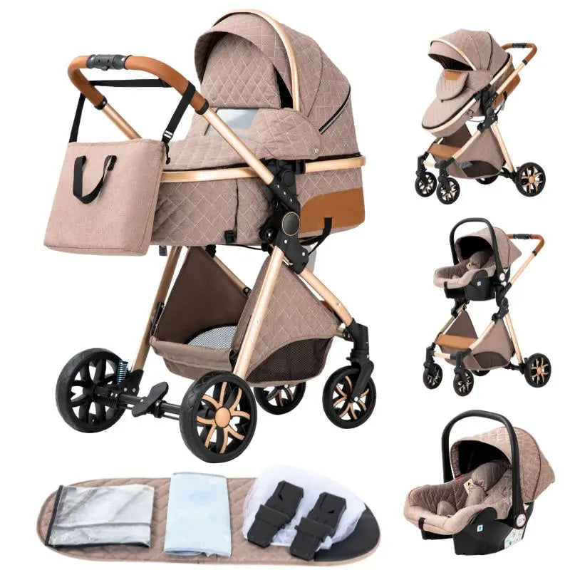 Poussette 3 en 1 YAZOCO Premium | Siège Auto & Cadre Aluminium