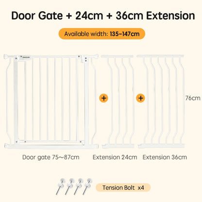 Barrière Escalier pour Bébé Sans Perçage 75-147cm | Sécurité