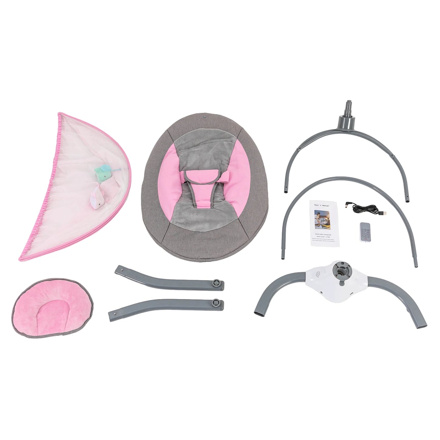 Transat Bébé Rose Électrique | Balancelle Sûre pour Nouveau-né