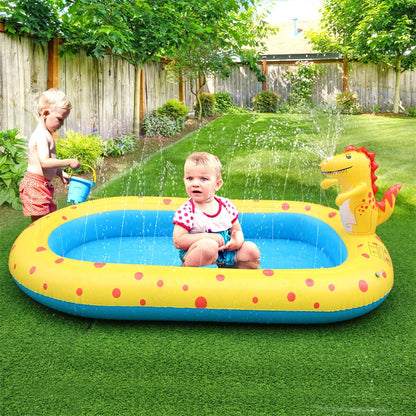 Piscine Gonflable Enfant Dinosaure avec Jet d'Eau | 3-en-1