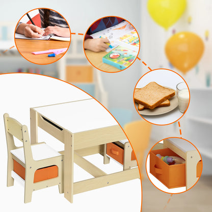 Table d'Activité Bébé Bois & 2 Chaises | Montessori & Rangement