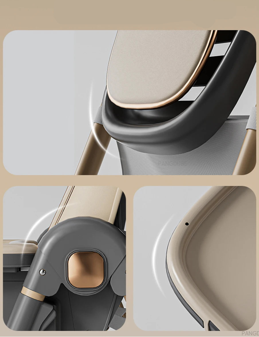 Chaise Haute Bébé PANGDUBE Pliable & Réglable | Roues & Plateau
