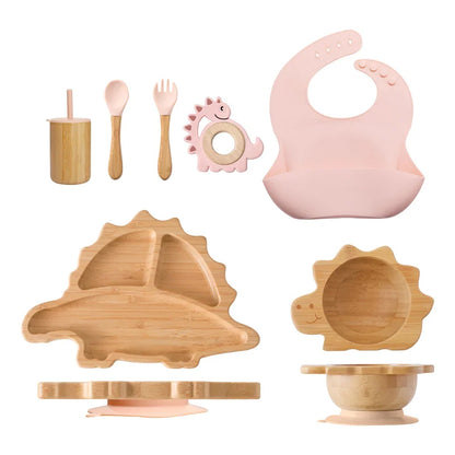 Vaisselle Bébé 7 Pièces Bambou & Silicone | Coffret Repas