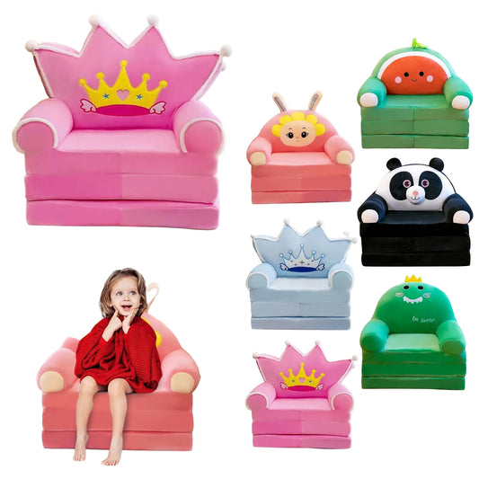 Fauteuil Bébé Pliable 2-en-1 | Canapé-Lit Enfant Velours