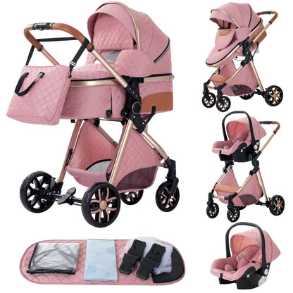 Poussette 3 en 1 YAZOCO Premium | Siège Auto & Cadre Aluminium