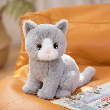 Peluche Chat Kawaii 26cm | Doudou Bébé Réaliste Animal Doux