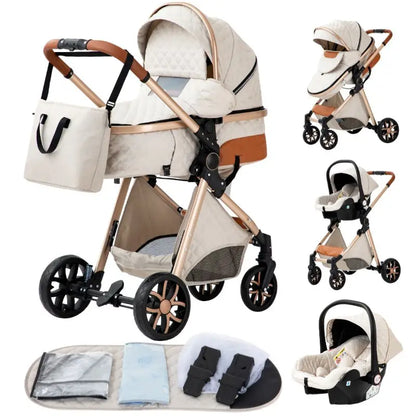Poussette 3 en 1 YAZOCO Premium | Siège Auto & Cadre Aluminium