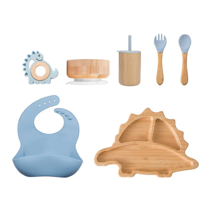 Vaisselle Bébé 7 Pièces Bambou & Silicone | Coffret Repas