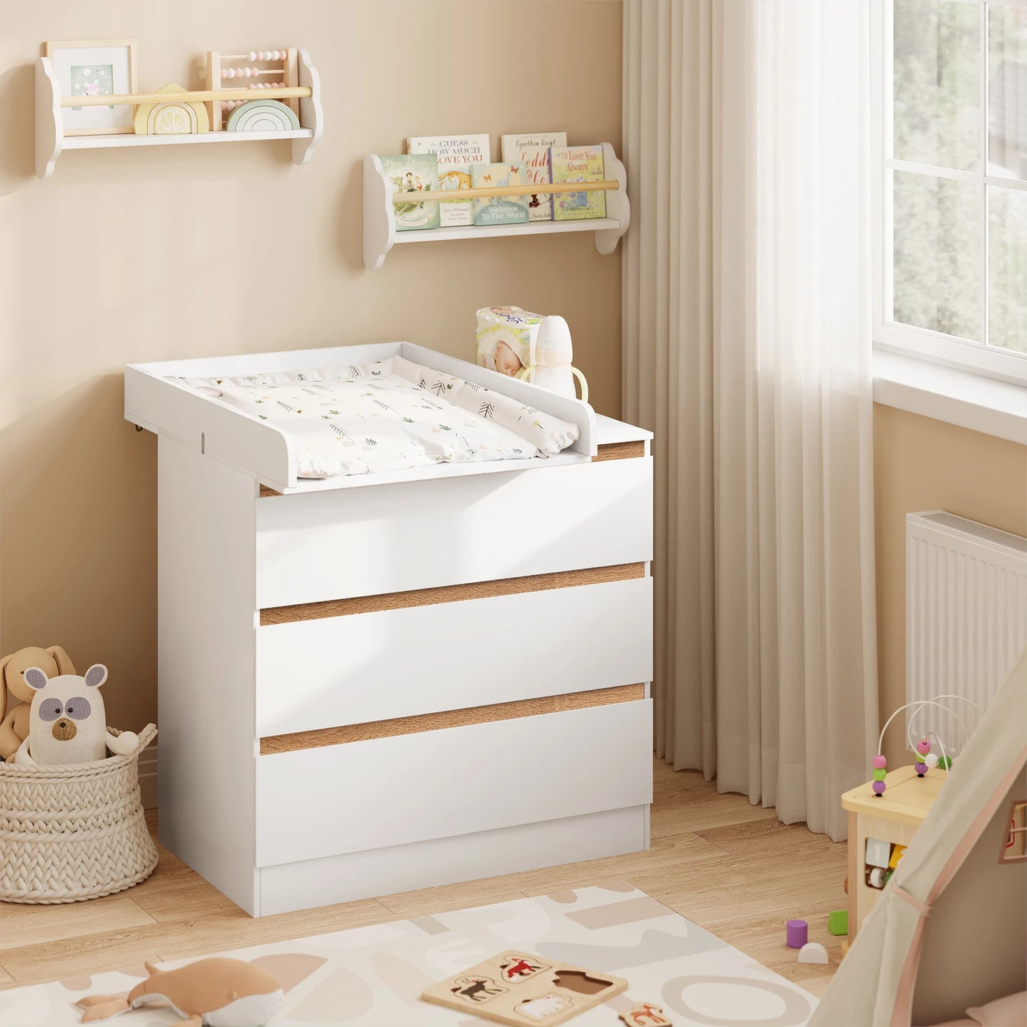 Table à Langer Commode WOLTU | Plateau Bébé MDF Mural Sûr