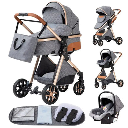 Poussette 3 en 1 YAZOCO Premium | Siège Auto & Cadre Aluminium