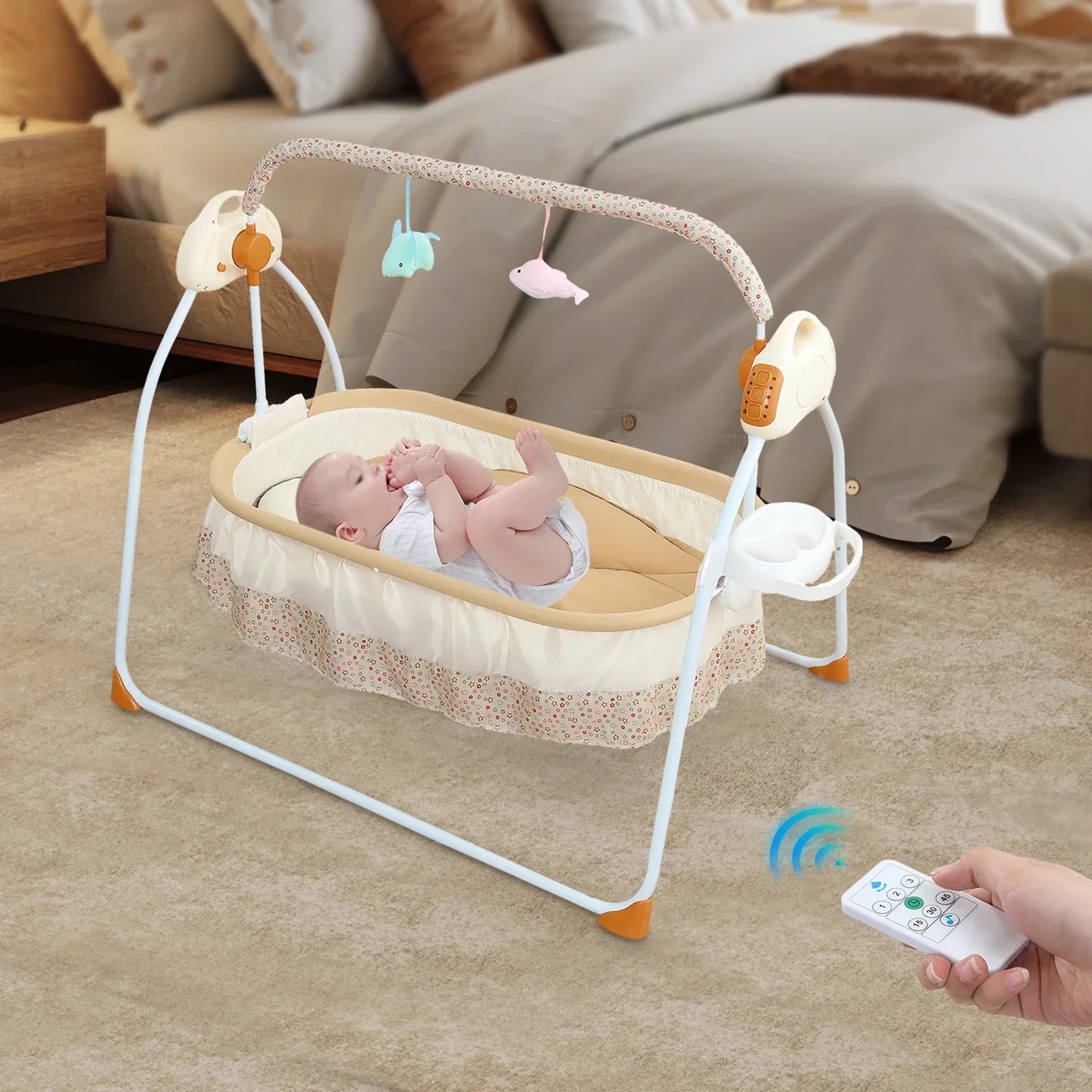 Electric Baby Crib Cradle Baby Bassinet Auto Rocking Chair Infant Rocker Auto Swing Bed for Infant Newborn Baby Boys & Girls