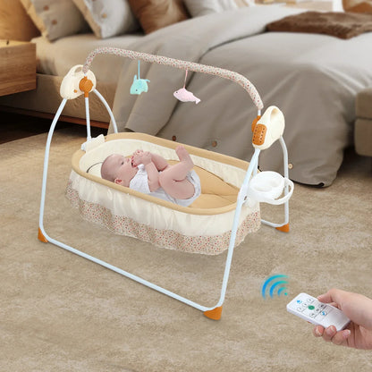 Electric Baby Crib Cradle Baby Bassinet Auto Rocking Chair Infant Rocker Auto Swing Bed for Infant Newborn Baby Boys & Girls
