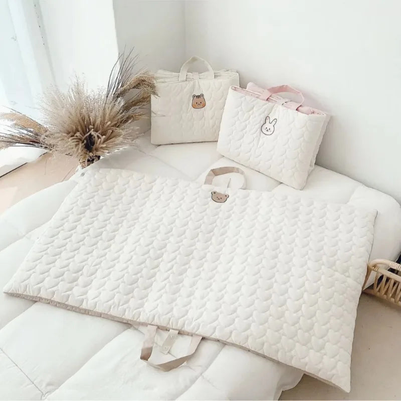 Matelas Bébé Coton Pliable 120x70cm | Lit Berceau Portable