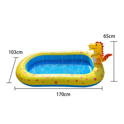 Piscine Gonflable Enfant Dinosaure avec Jet d'Eau | 3-en-1