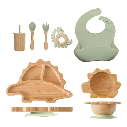 Vaisselle Bébé 7 Pièces Bambou & Silicone | Coffret Repas