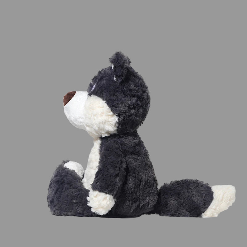 Peluche Loup Gris Mignon | Doudou Bébé Animal Doux Kawaii