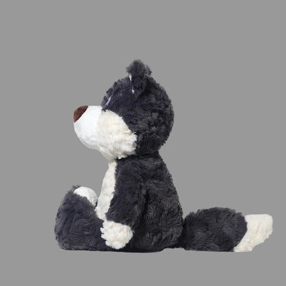 Peluche Loup Gris Mignon | Doudou Bébé Animal Doux Kawaii