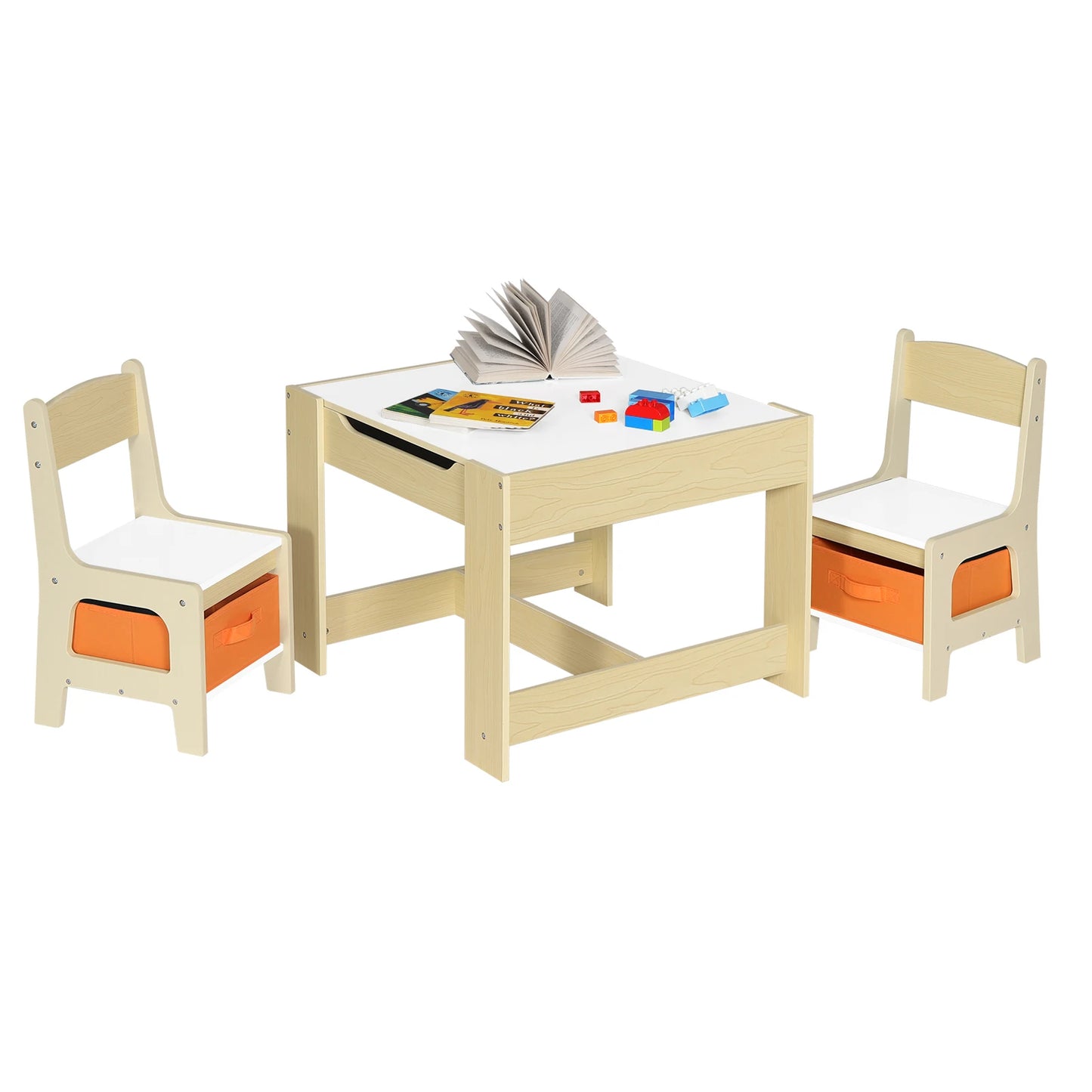 Table d'Activité Bébé Bois & 2 Chaises | Montessori & Rangement