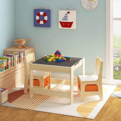 Table d'Activité Bébé Bois & 2 Chaises | Montessori & Rangement