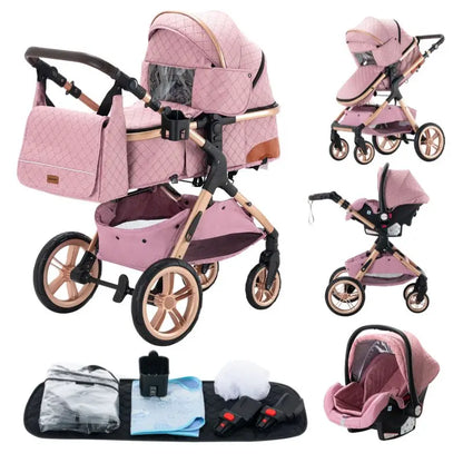 Poussette 3 en 1 YAZOCO Premium | Siège Auto & Cadre Aluminium