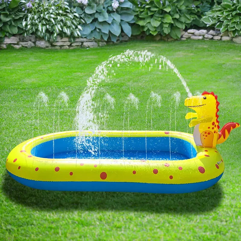 Piscine Gonflable Enfant Dinosaure avec Jet d'Eau | 3-en-1