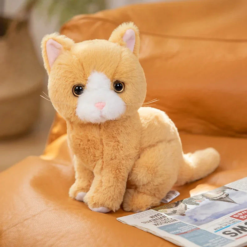 Peluche Chat Kawaii 26cm | Doudou Bébé Réaliste Animal Doux