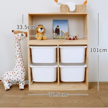 Armoire Bébé Bois & PP 3 Niveaux | Penderie Enfant Multifonction