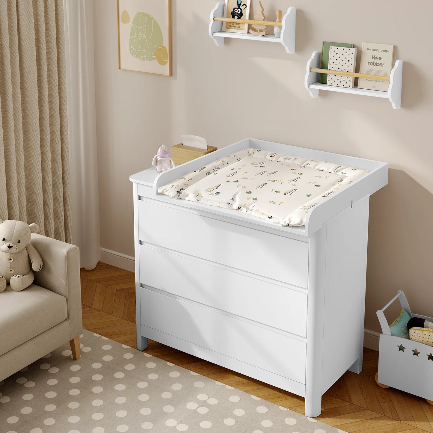 Table à Langer Commode WOLTU | Plateau Bébé MDF Mural Sûr