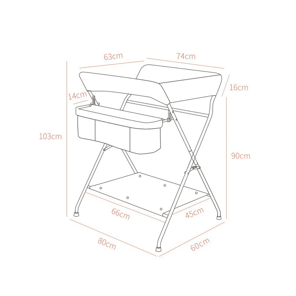 Table à Langer Pliable avec Roues | Baignoire et Lable à Langer
