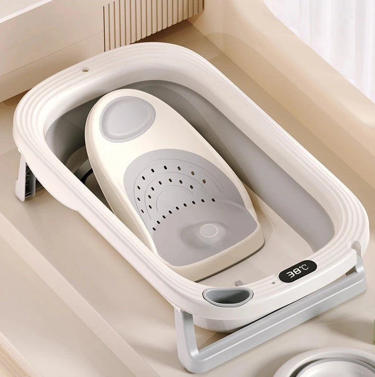 Baignoire Bébé Pliable Intelligente & Chaude | Double Usage