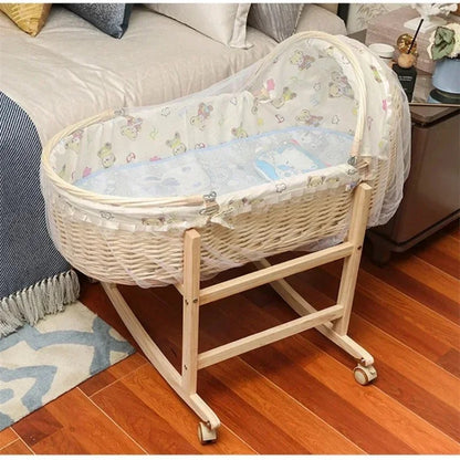 Lit Bébé Portable Ovale Beige | Roues, Matelas & Plafond