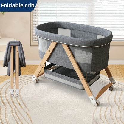 Couffin Bébé Mobile Bois & Tissu | Nid Portable Pliable