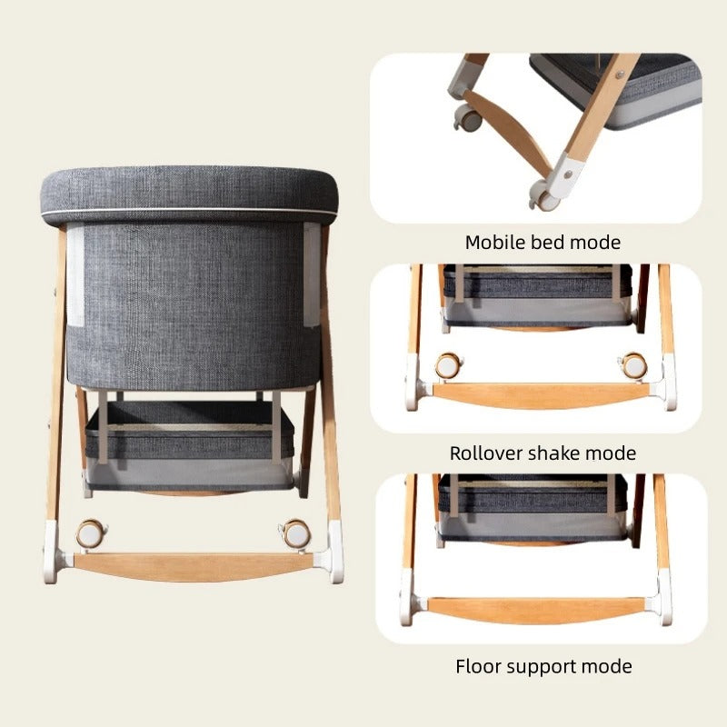 Couffin Bébé Mobile Bois & Tissu | Nid Portable Pliable